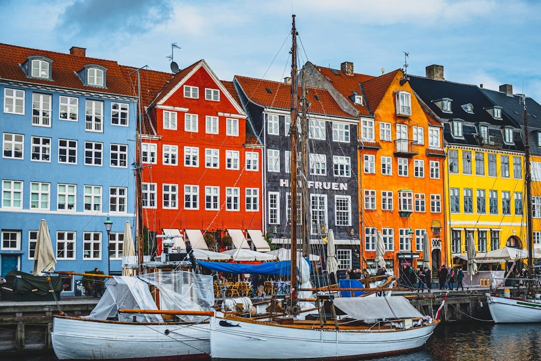 Colorful coastal fishing village houses in Denmark